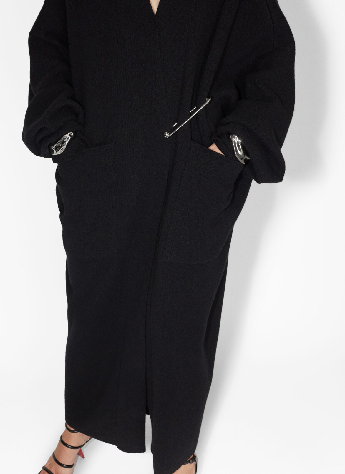 Boiled cashmere coat ALAÏA BLACK BOILED CASHMERE COAT